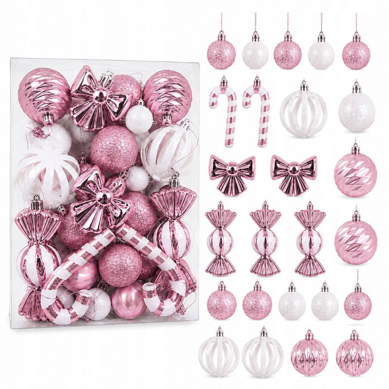 Christmas Tree Baubles Pink White 31 Elements 3-11 cm Ornaments For Christmas Tree Mix