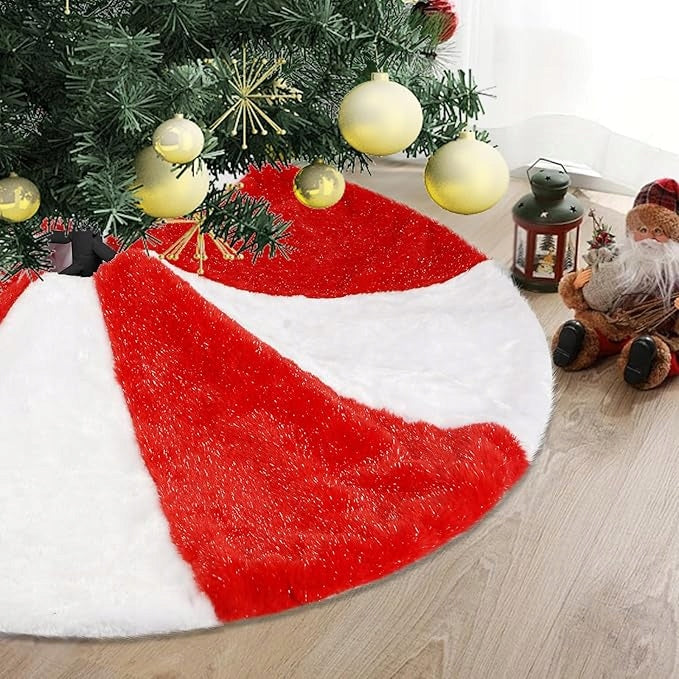 Christmas Tree Blanket 90cm Christmas Tree Rug Fur Red and White Brand no brand