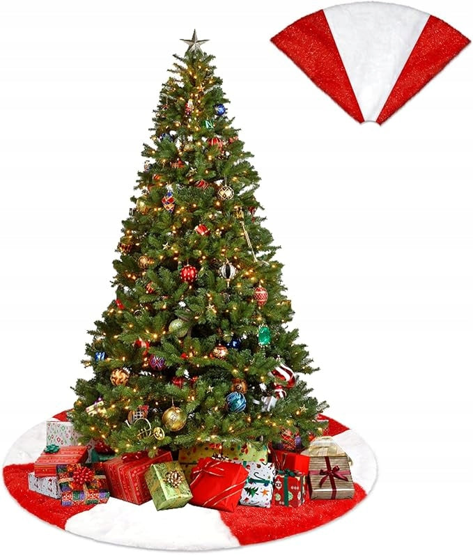 Christmas Tree Blanket 90cm Christmas Tree Rug Fur Red and White Manufacturer code X00240SU7H