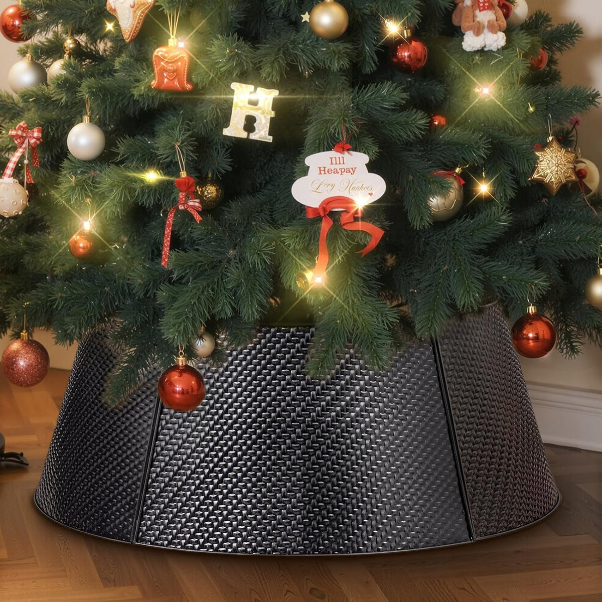 Christmas Tree Cover Decorative Metal Durable Christmas 70 cm Black