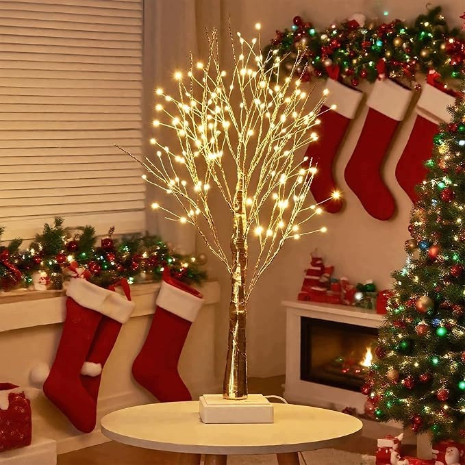 Christmas Tree LED Gold 144 LED Warm White USB Light / Batteries Packaging status original