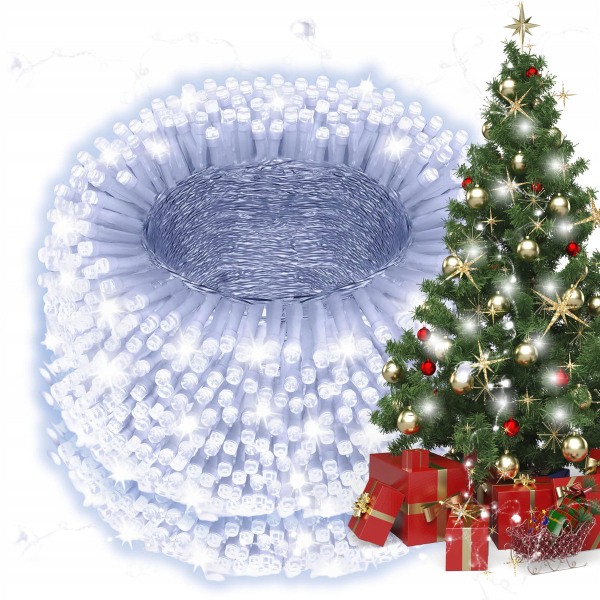 Christmas Tree Lights 500 LED 50m White Cold Outdoor Christmas Lights
