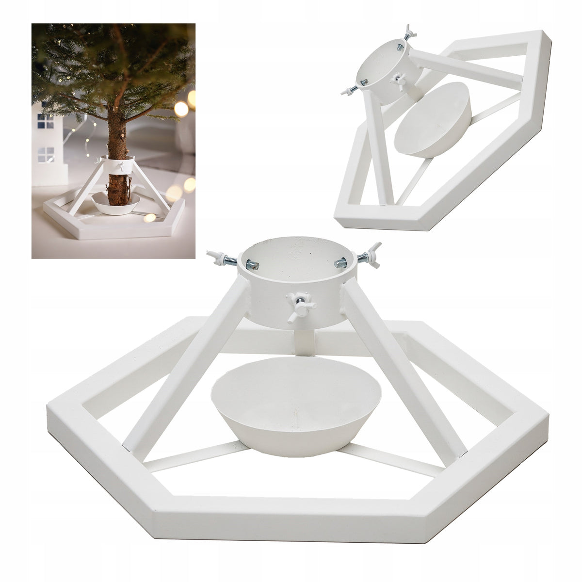 Christmas Tree Stand Large Metal WHITE STABLE up to 3m