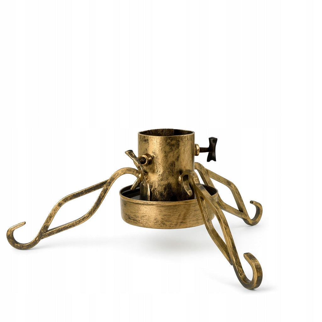 Christmas Tree Stand Metal Christmas Tree Stable with Water Bowl Gold Patina Packaging status original