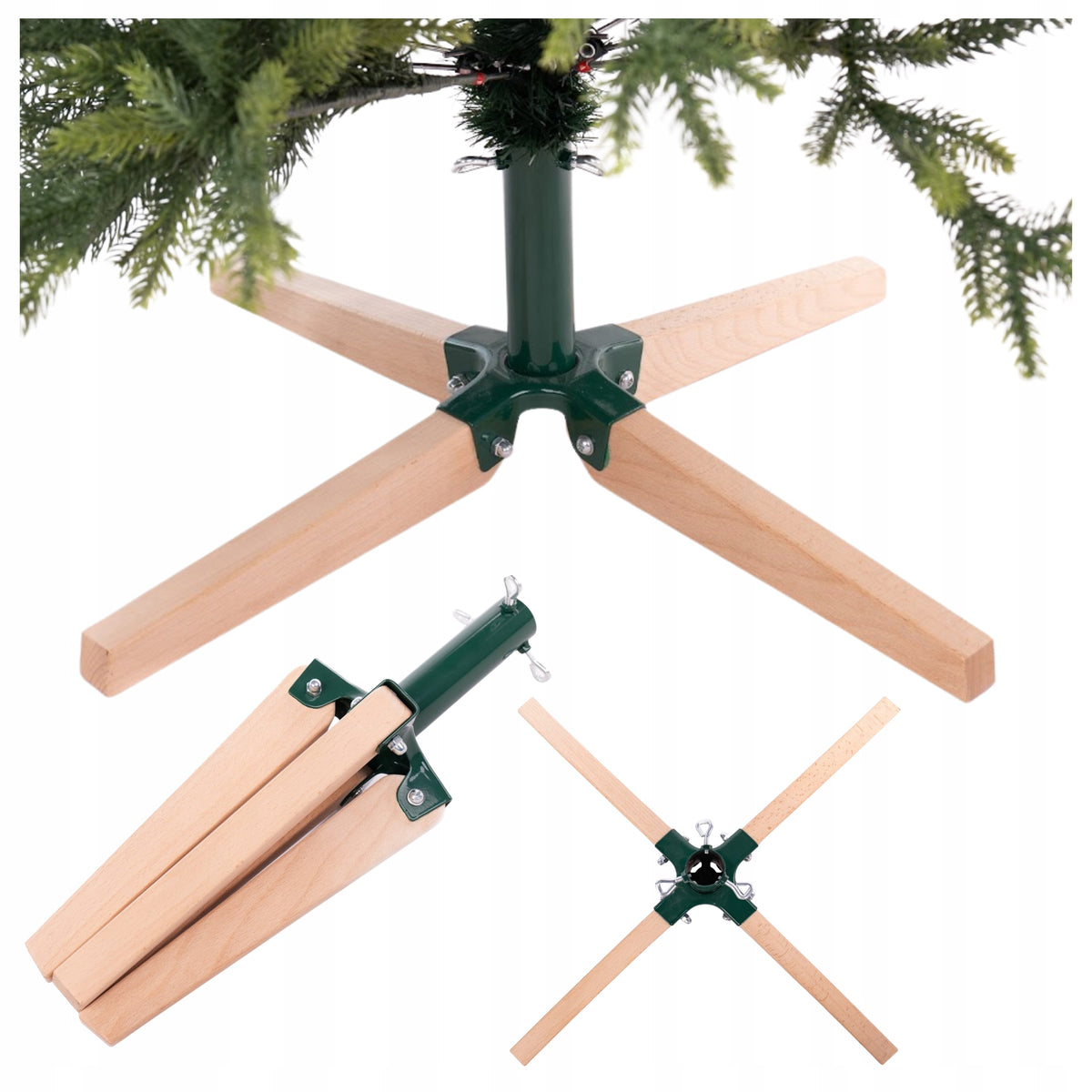 Christmas Tree Stand for Artificial Christmas Tree Folding Fi 32 mm Green Wood