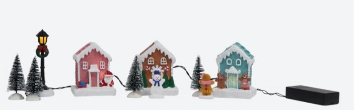 Christmas Village Town with Magic Village Lighting 10 pieces