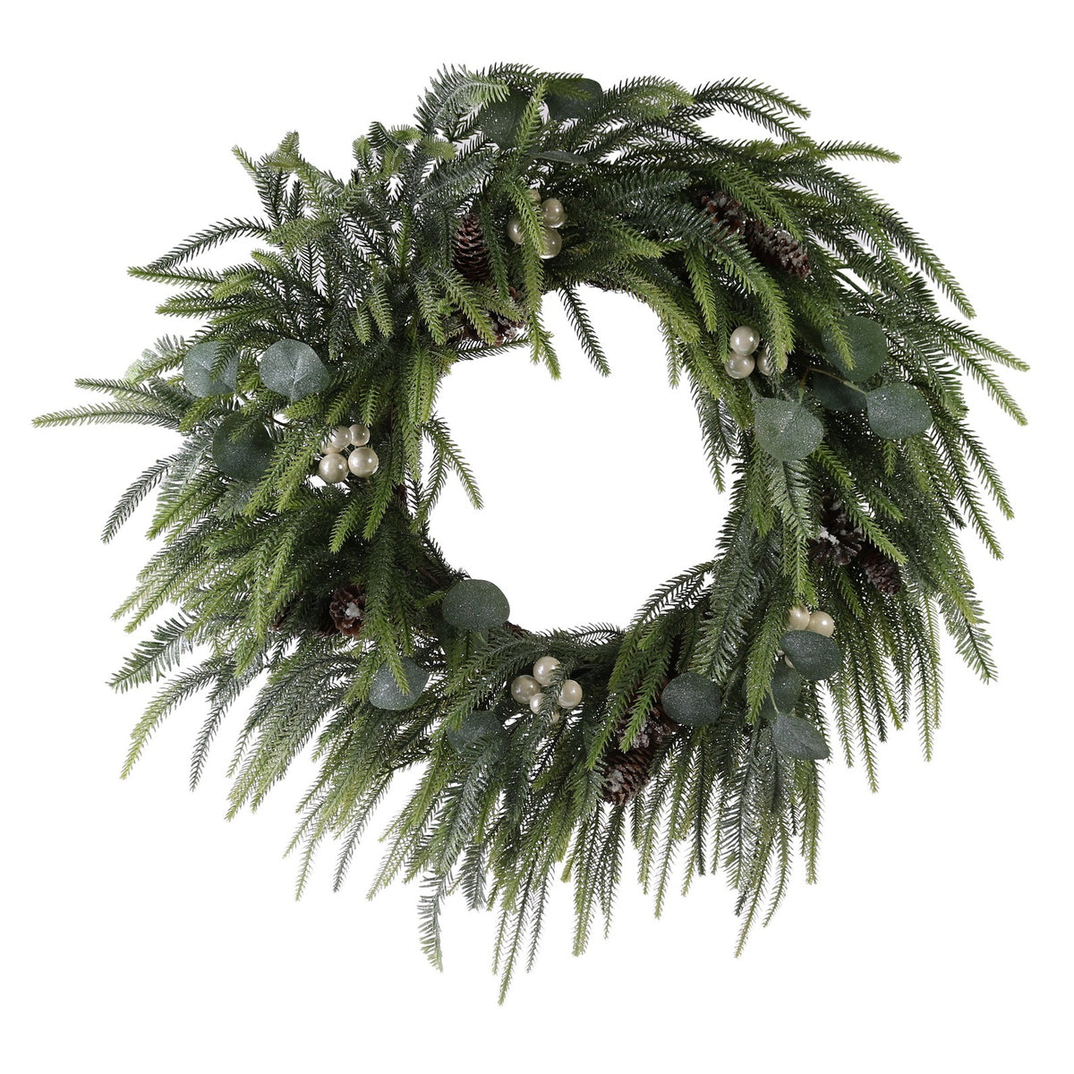 Christmas Wreath Pine Norfolk 70cm 100% PE Decorated Premium 100%PE Packaging status original