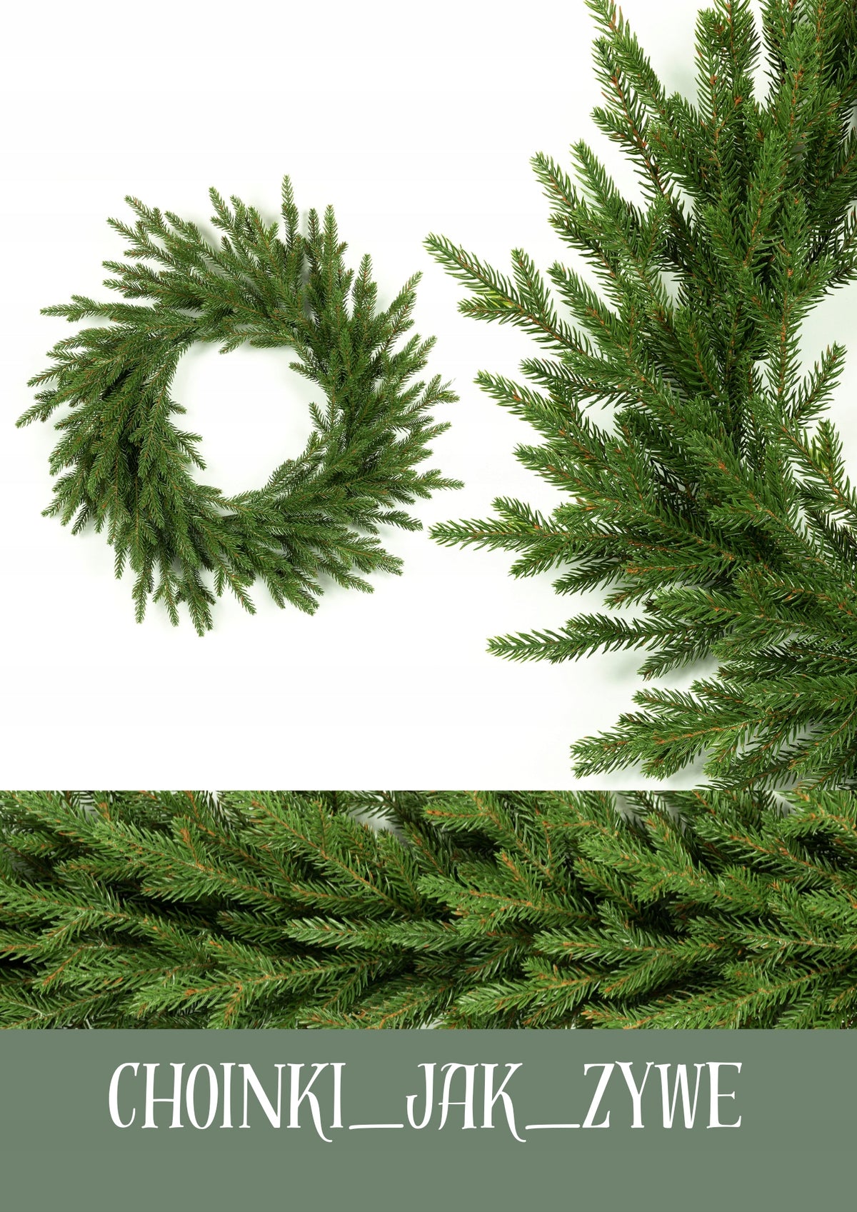 Christmas Wreath Spruce NATURE 3D 100%PE 60 cm FIREPLACE balustrade for doors Manufacturer code FINEZYJNY ŚWIERK PE
