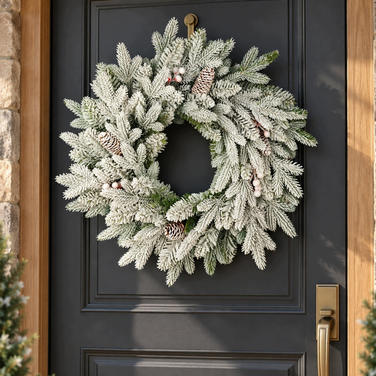 Christmas Wreath for Door Snowy 50 cm 3D 2D Christmas Wreath Packaging status original