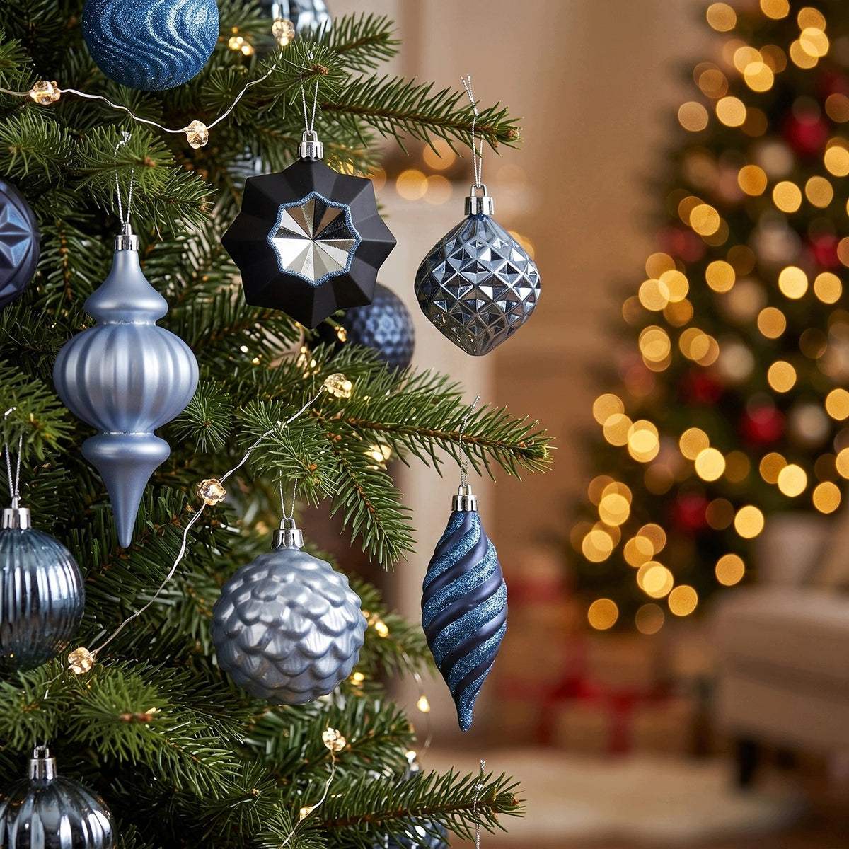 Christmas balls blue 32 pcs mix patterns icicle ornaments pendant Packaging status original