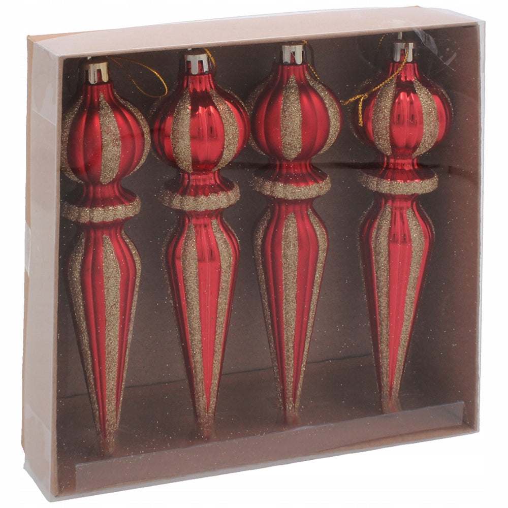 Christmas balls icicles plastic Christmas tree fittings 4pcs 16cm - Red Brand Chomik