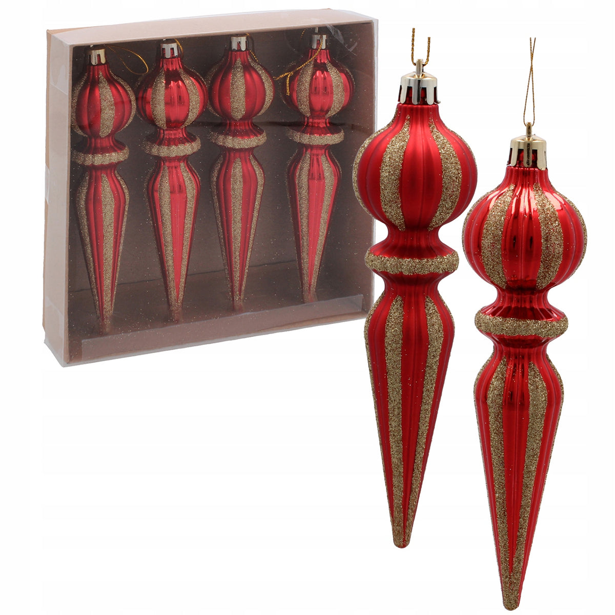 Christmas balls icicles plastic Christmas tree fittings 4pcs 16cm - Red