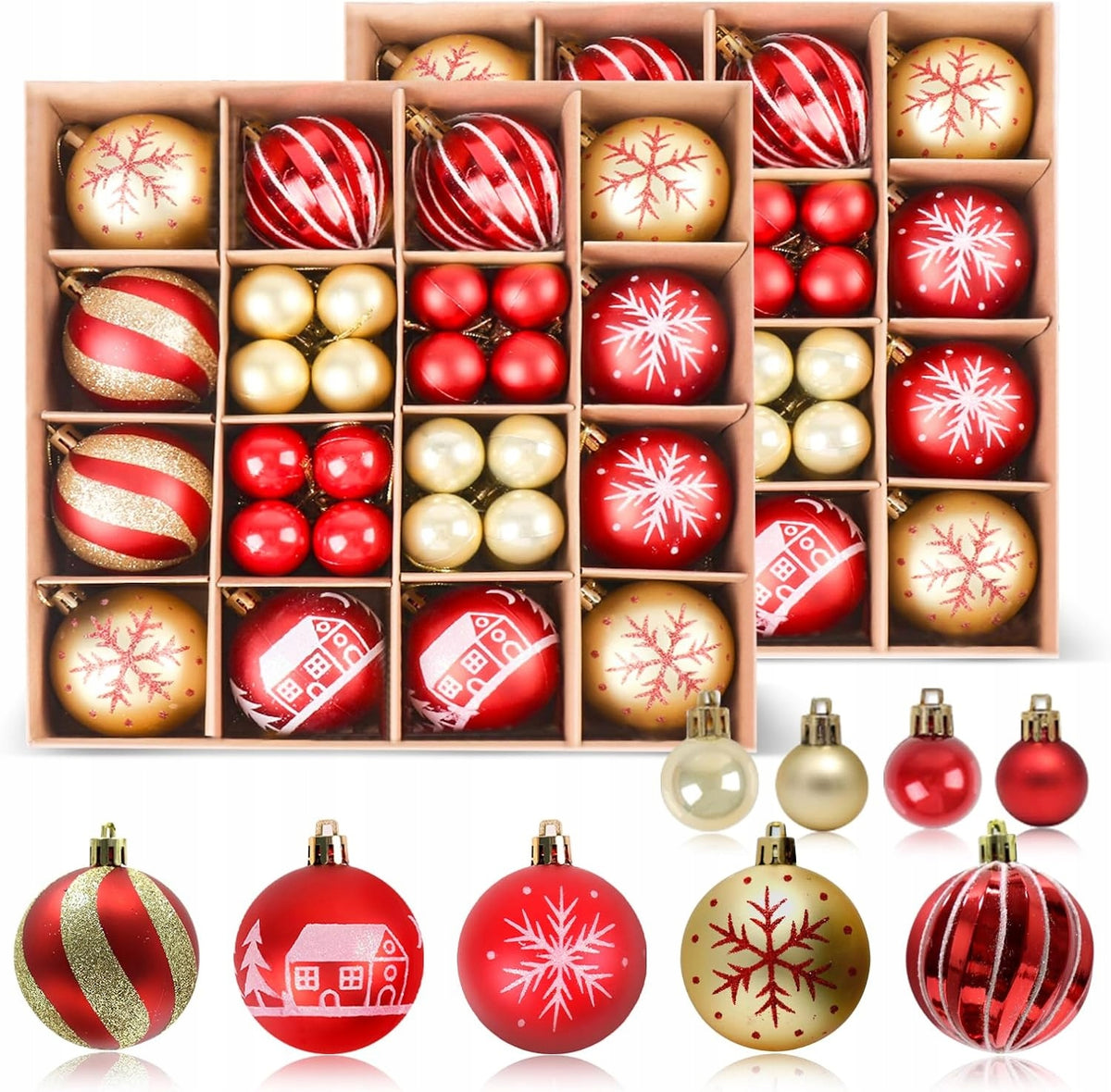 Christmas balls with patterns 3-6cm set of 88 pcs