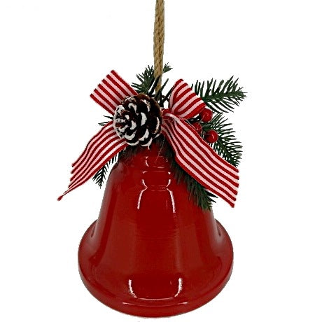 Christmas bells large metal with bow ornament Christmas