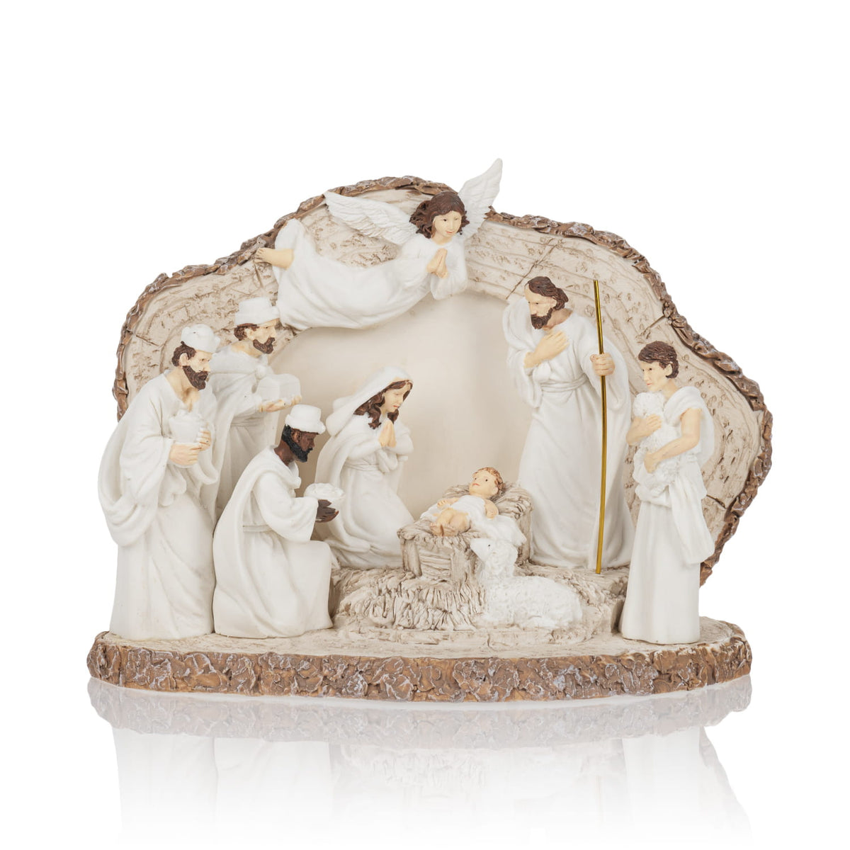 Christmas crib - glowing - 12 cm - Bianco