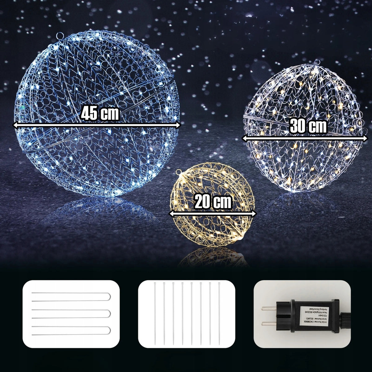 Christmas decoration set of 3 balls LED CM25114DE Manufacturer code CM25114DE
