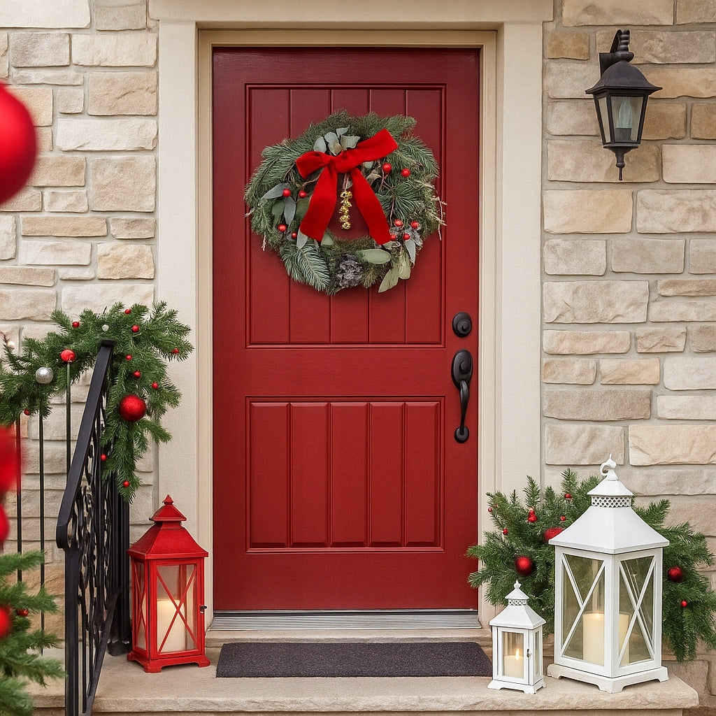 Christmas door wreath wall with red bow Altom Design 32 cm Packaging status original
