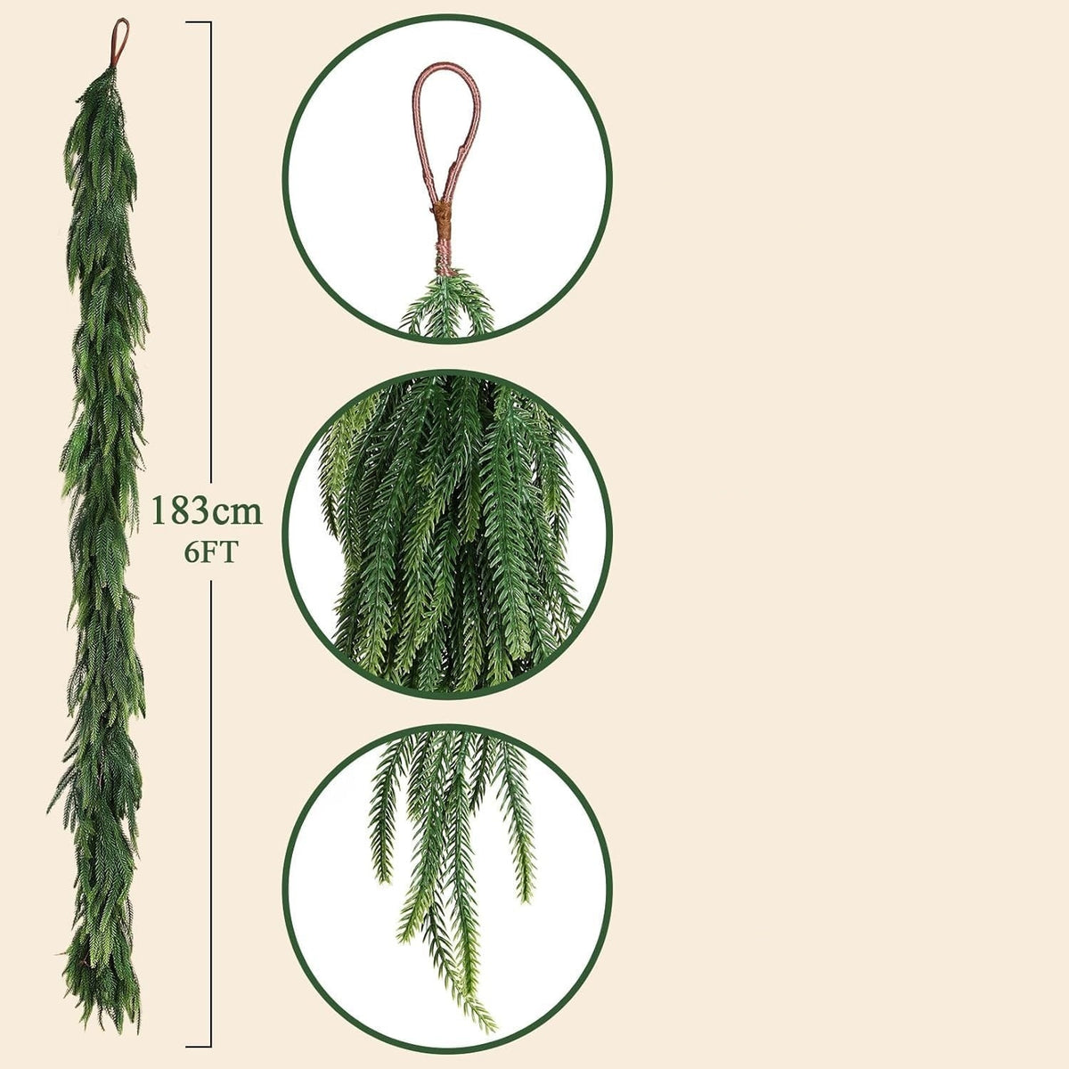 Christmas garland, 180 cm artificial fir Christmas decoration Manufacturer code Girlanda bożonarodzeniowa, 180 cm