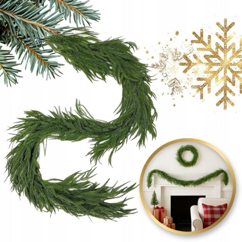 Christmas garland 180 cm, long green artificial Christmas tree like a living WSN32