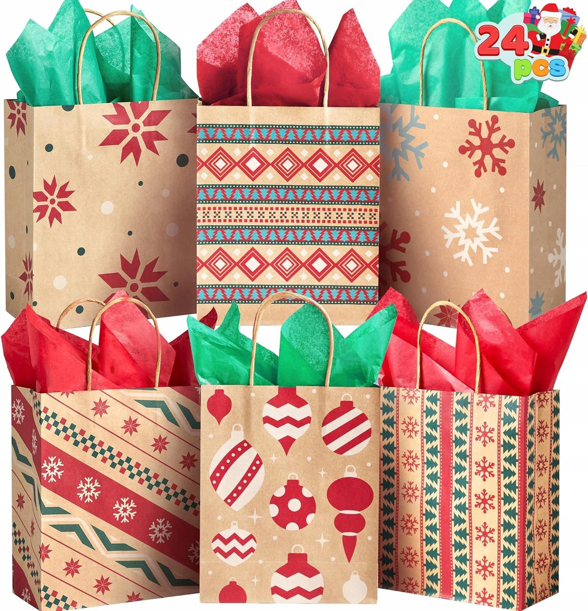 Christmas paper gift bags 24 pcs.
