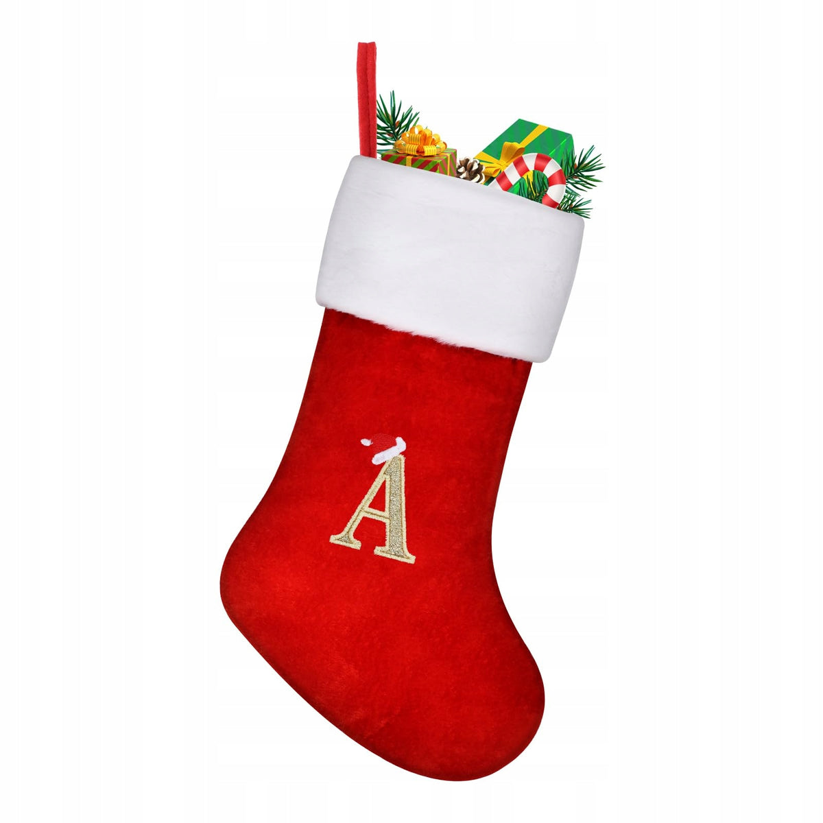 Christmas sock Large 45 cm Red for Christmas with the letter "A"