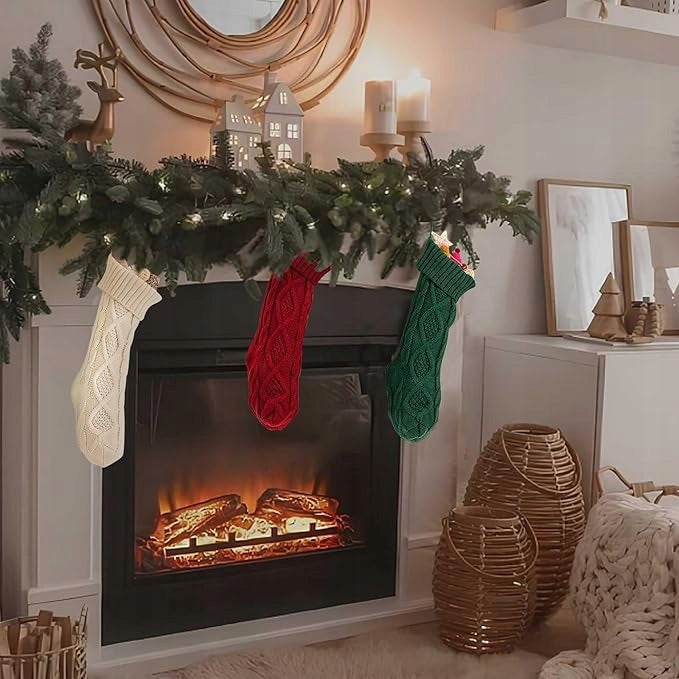 Christmas socks 3 pcs large knitted Xmas decoration fireplace Manufacturer code ihcemih
