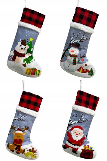 Christmas socks for gifts decorative fireplace VARIOUS DESIGNS 4 pieces Manufacturer code JQ20MBSDW04