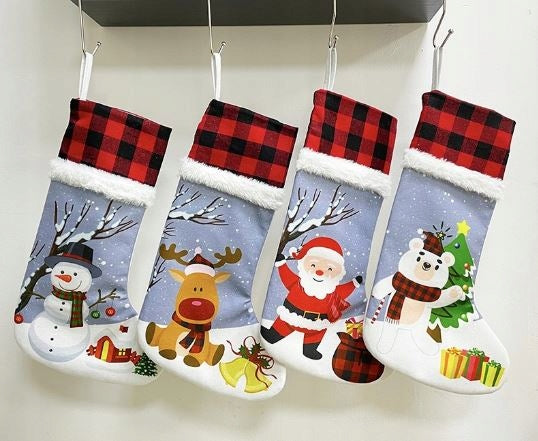 Christmas socks for gifts decorative fireplace VARIOUS DESIGNS 4 pieces