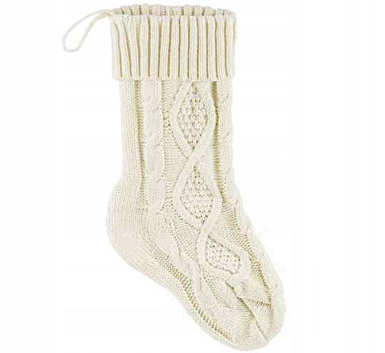 Christmas stocking decoration white 15.5 x 34 cm