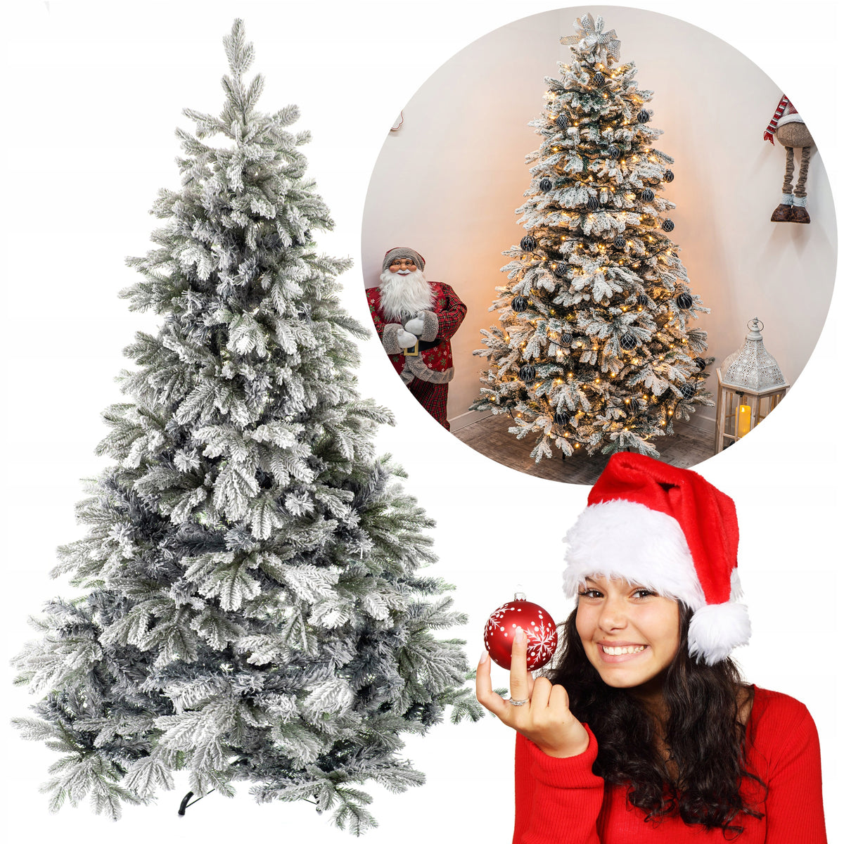 Christmas tree STRONGLY SNOWED 220 PE Dense Up to 946 twigs!