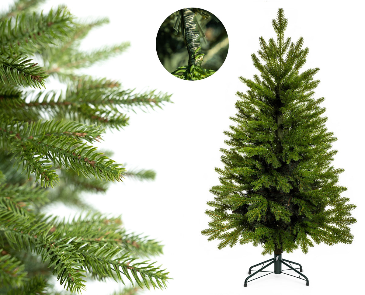 Christmas tree artificial spruce PE 120 cm as live, realistic + metal stand