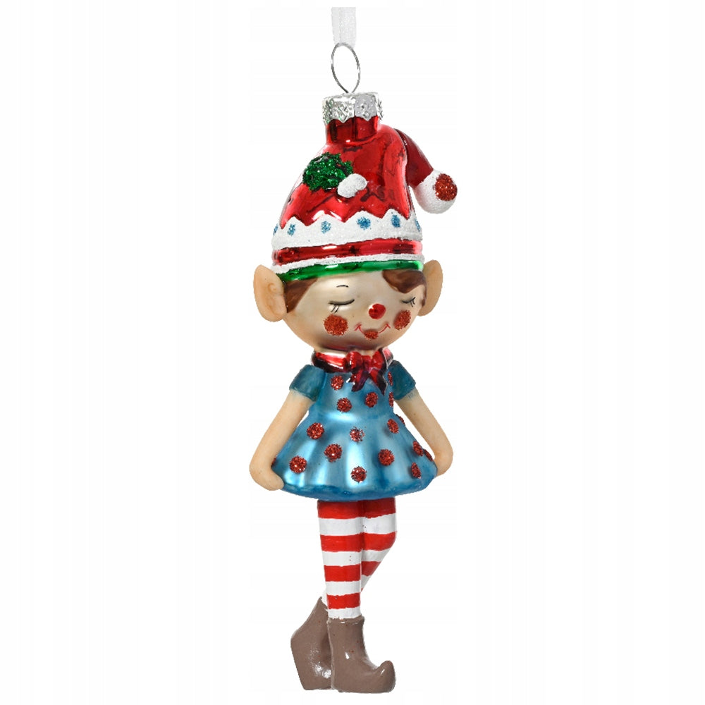 Christmas tree bauble Christmas tree pendant glass Christmas elf 14 cm blue