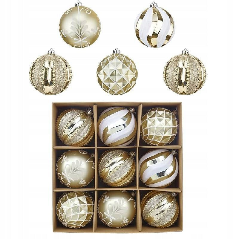 Christmas tree baubles 9 pieces GOLDEN Glamour