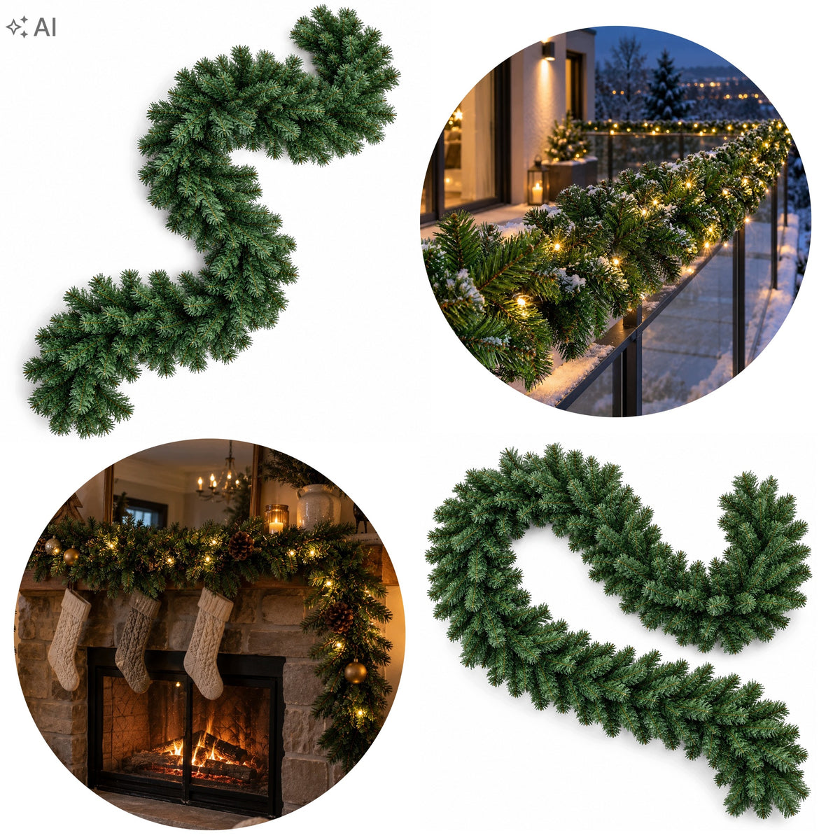 Christmas tree garland chain 280 cm Christmas Dense Fluffy Green Spruce