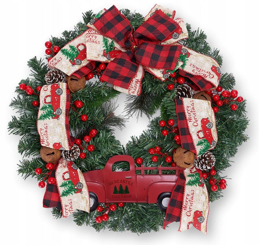 Christmas wreath 50 cm decorated Christmas wreath motif red
