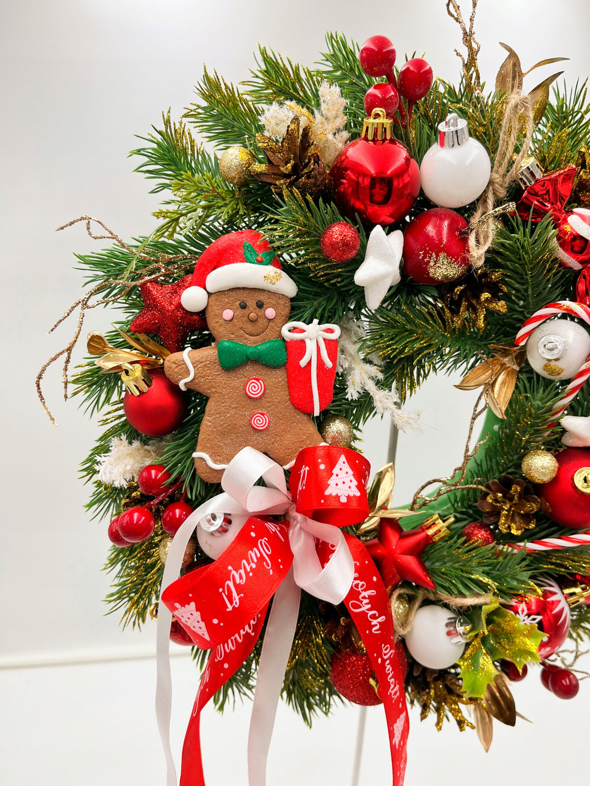 Christmas wreath Christmas gingerbread 30cm white and red gift Brand no brand