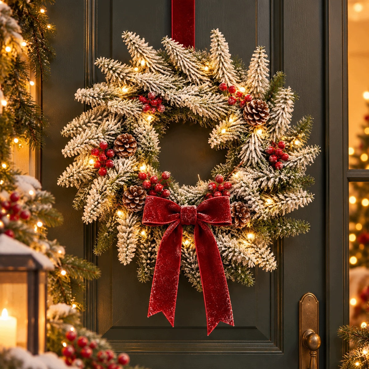 Christmas wreath snow-covered 38cm Christmas for door reed decoration Manufacturer code C36602a
