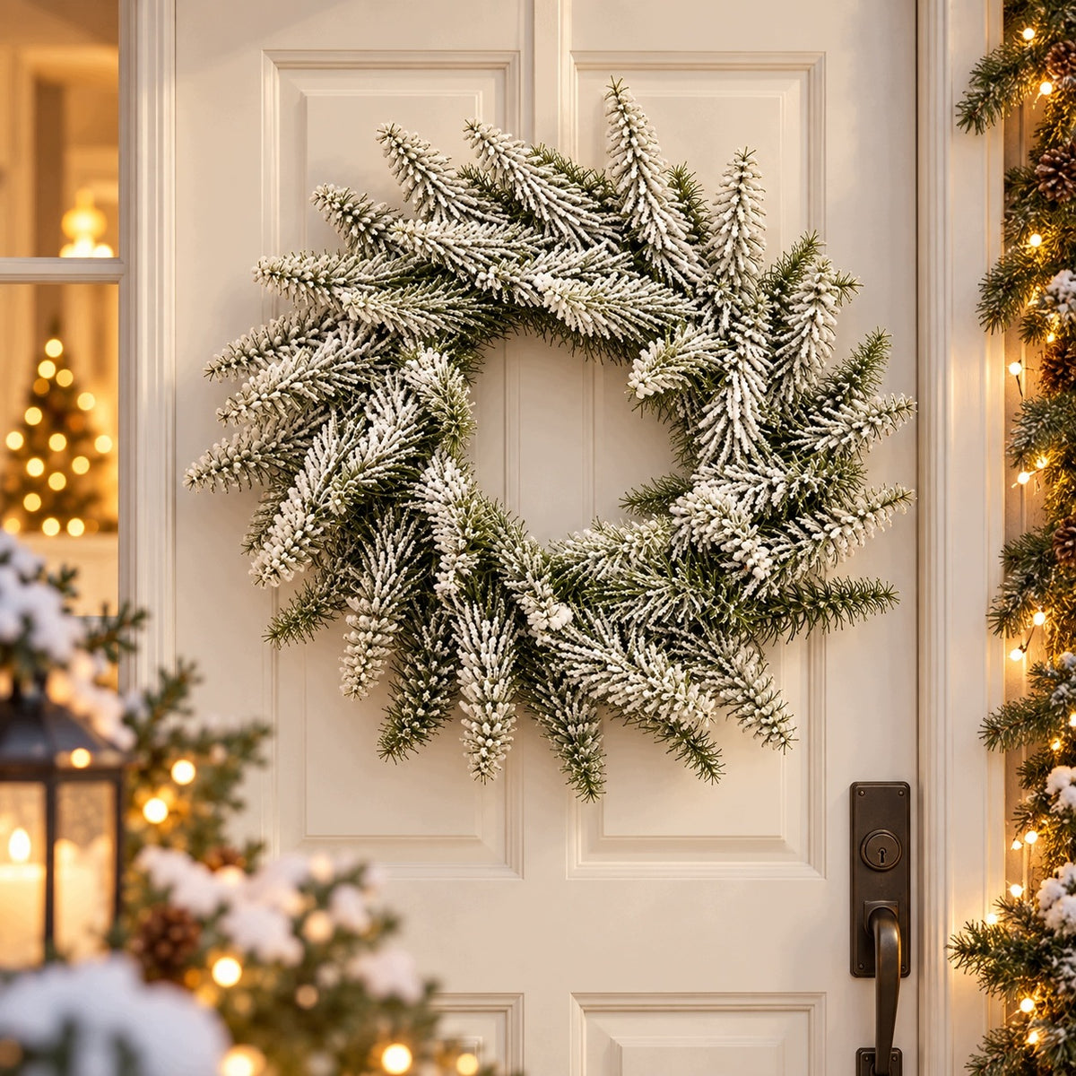 Christmas wreath snow-covered 38cm Christmas for door reed decoration Packaging status original