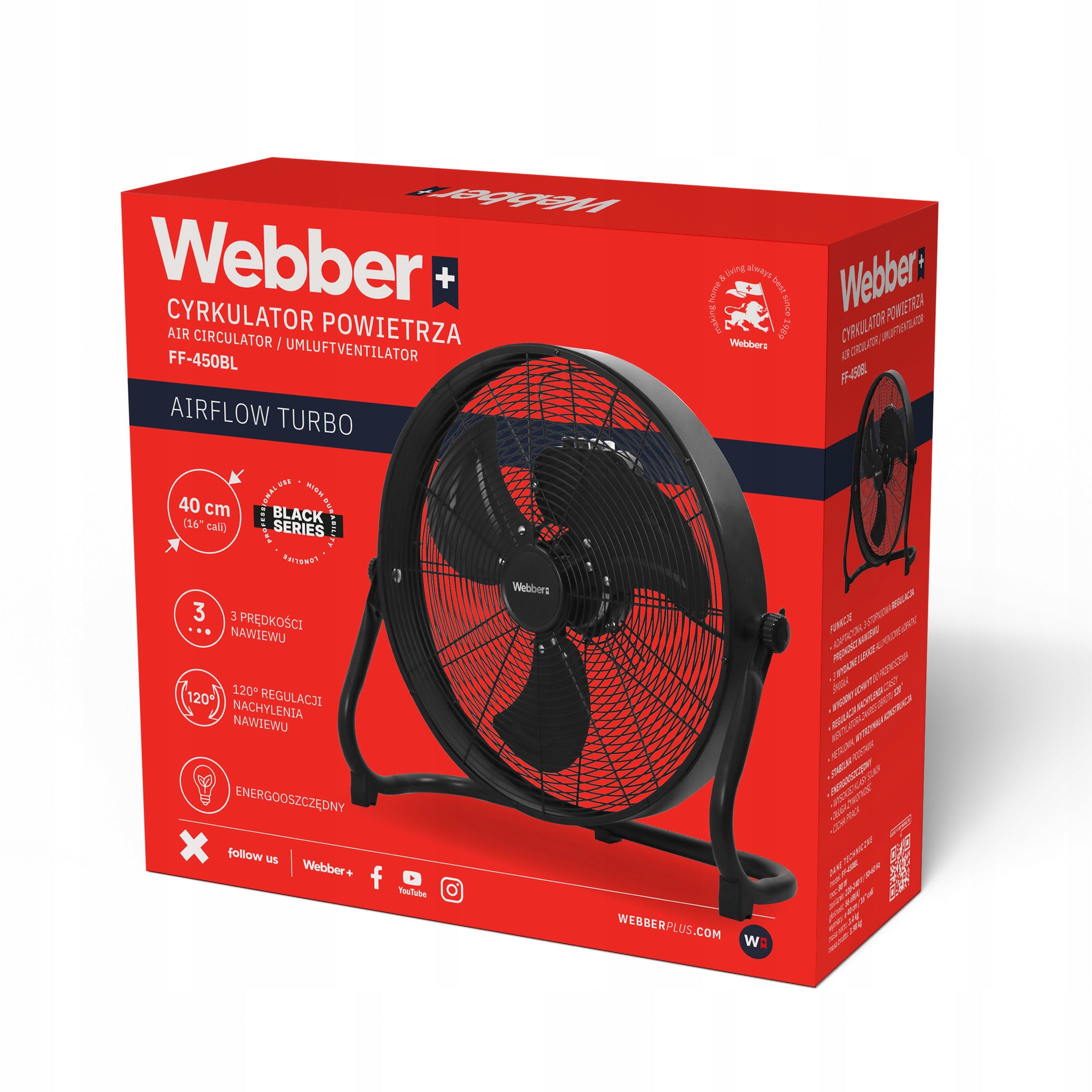 Circulator fan Webber 05FF450BL black INDUSTRIAL POWERFUL 80W Brand Webber