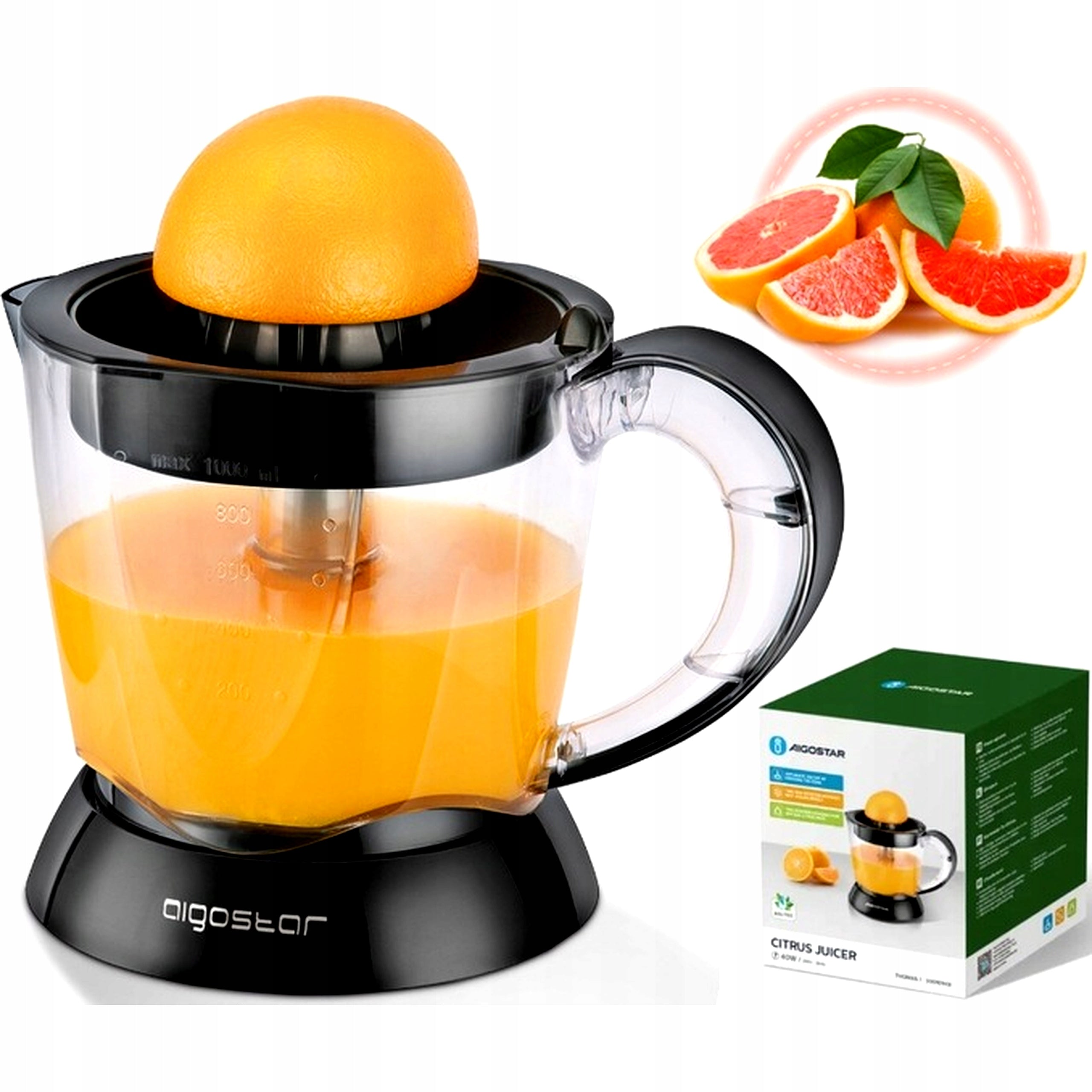 Citrus Juicer Aigostar 40W Electric 2 Cones BPA Free