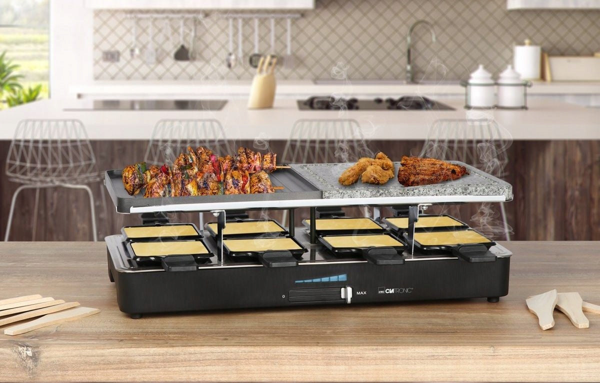 Clatronic RG 3518 ELECTRIC GRILL Raclette 8 person stone + pans Temperature control yes