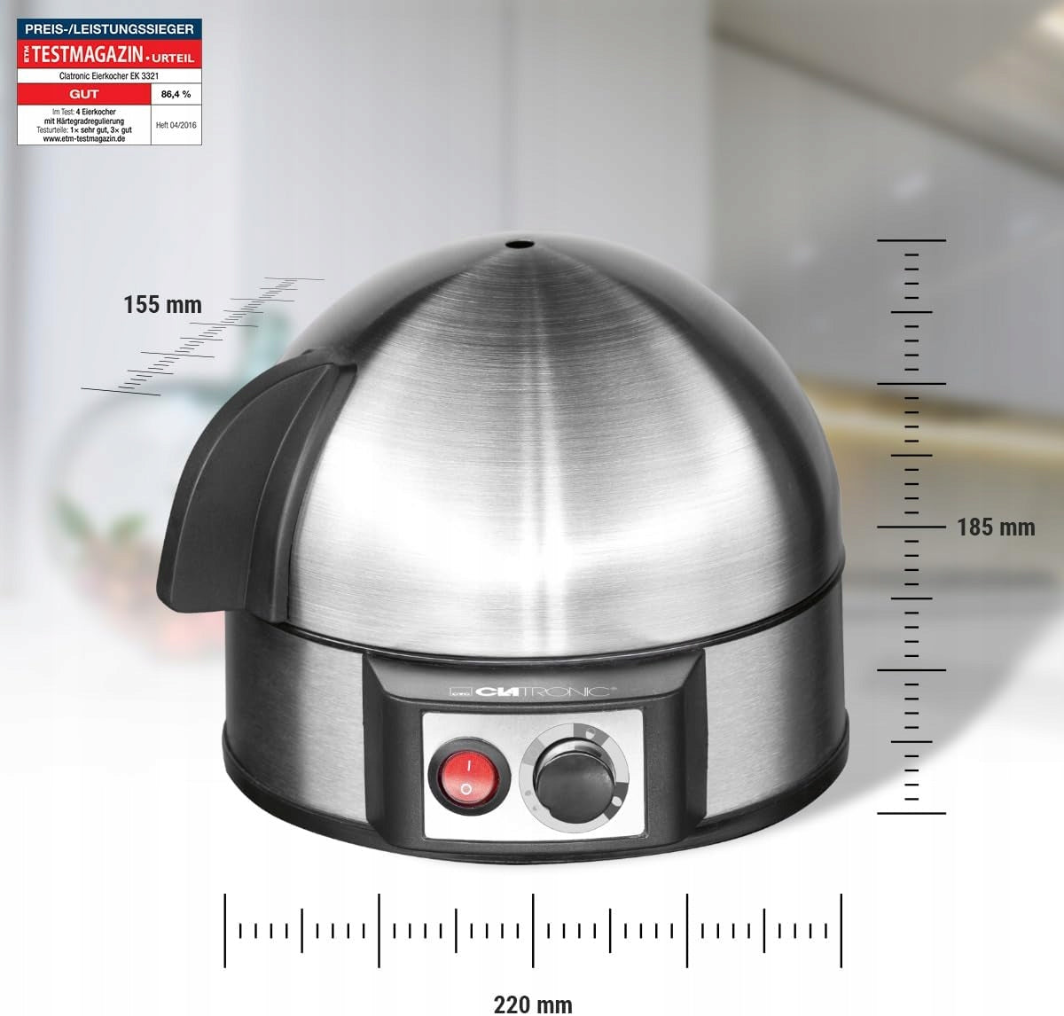 Clatronic egg cooker EK 3321 7 eggs stainless steel 400W Dominant color silver