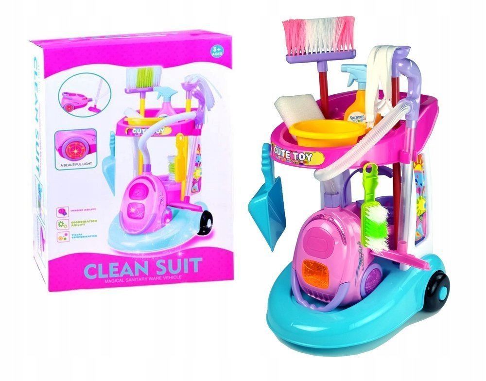 Cleaning kit for children vacuum cleaner broom mop bucket 8 el.