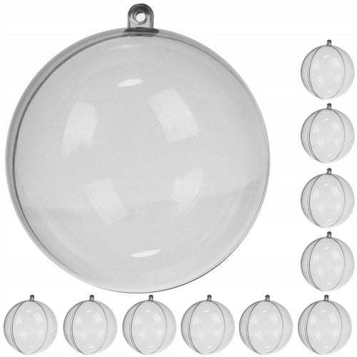 Clear Acrylic Baubles 10cm Set of 10pcs Plastic Ball