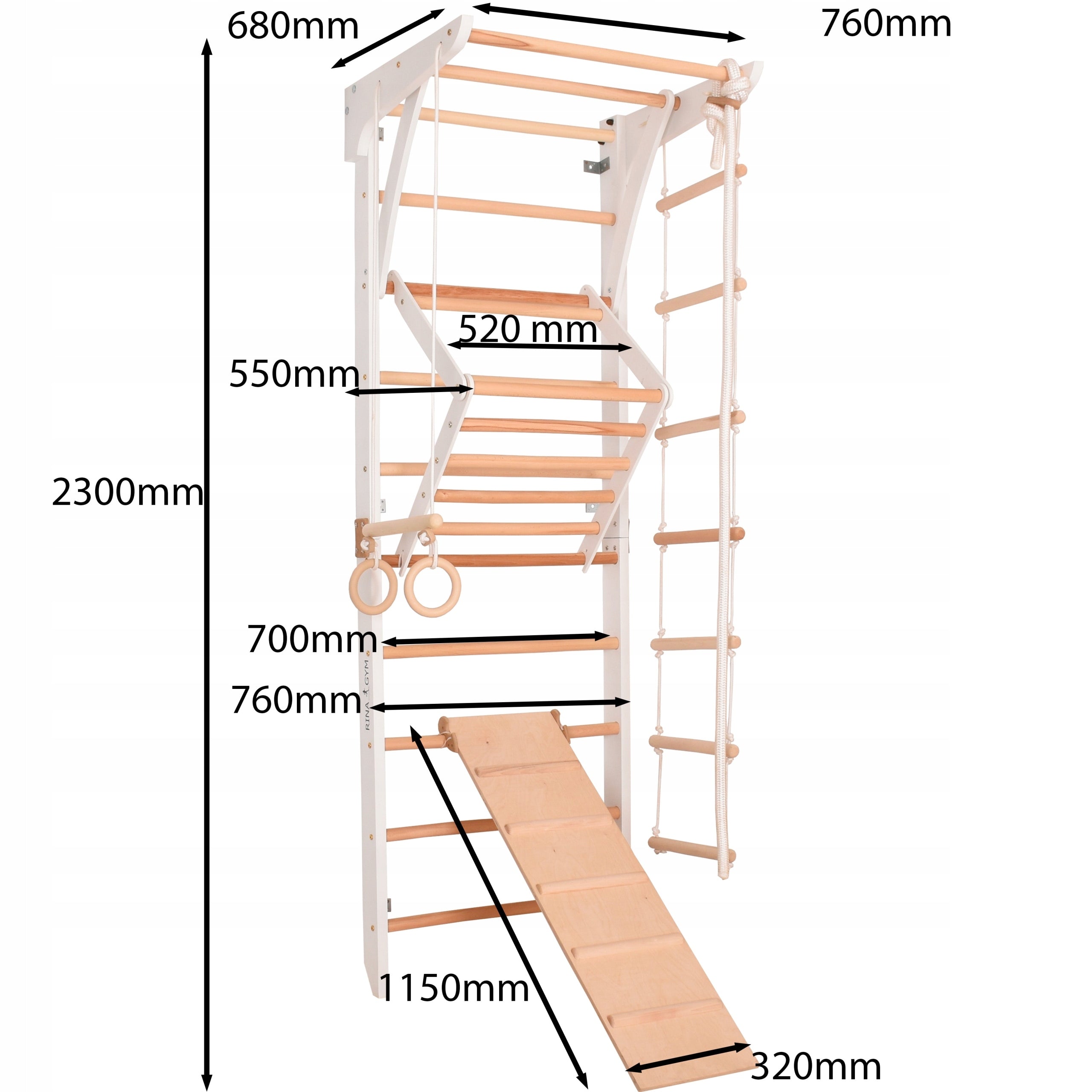 Climbing Ladder for Kids and Adults Room Kinder3 White Model RNG KIN 3 white