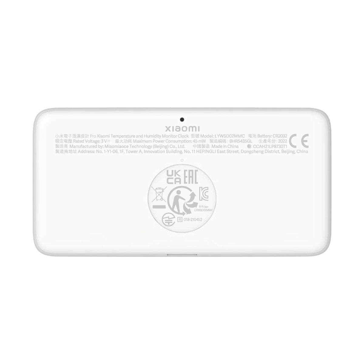 Clock with thermometer and humidity sensor Xiaomi Mi Temperature white Packaging status original