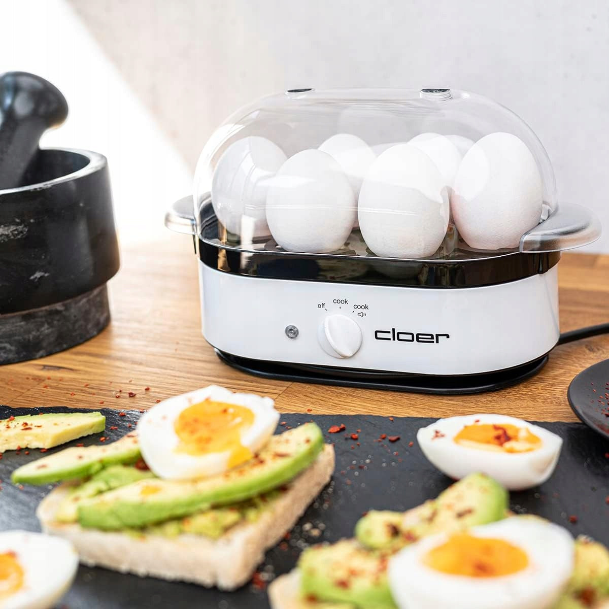 Cloer Electric egg cooker up to 6 eggs standby signal white Brand Cloer