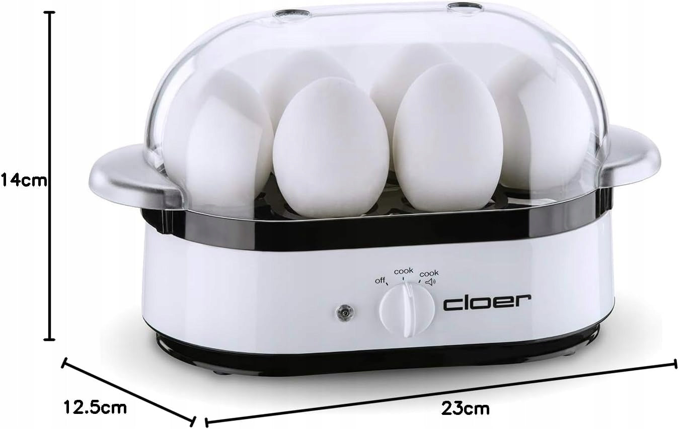 Cloer Electric egg cooker up to 6 eggs standby signal white Dominant color silver/gray