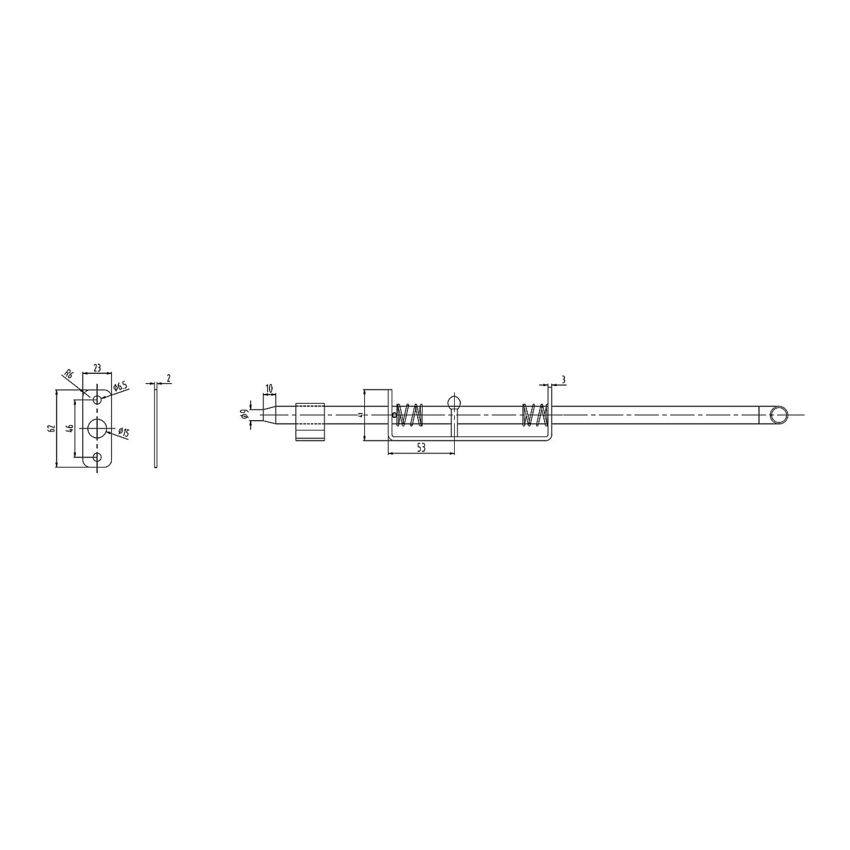 Closure deadbolt for gate or wicket ZINC 420 mm with spring 42 cm Packaging status original