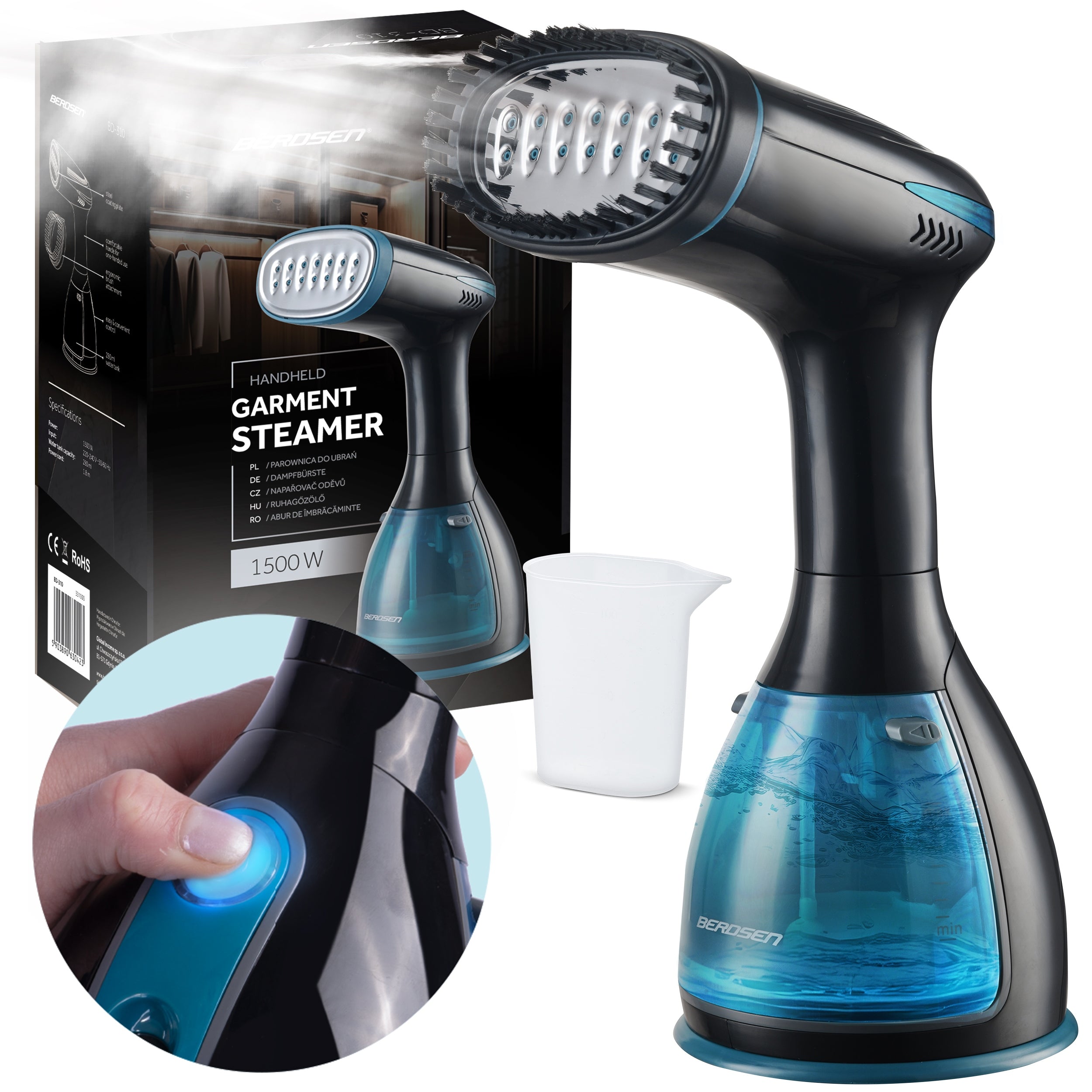 Clothes Steamer 1500W Steamer Steam Iron Steam Power Adjustment Berdsen